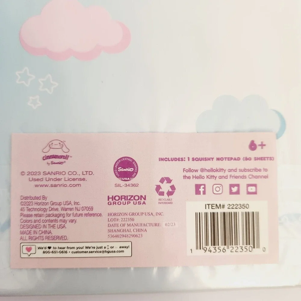 Sanrio‎ CinnamoRoll Character Squishmallow Notepad Notebook Journal 5x7